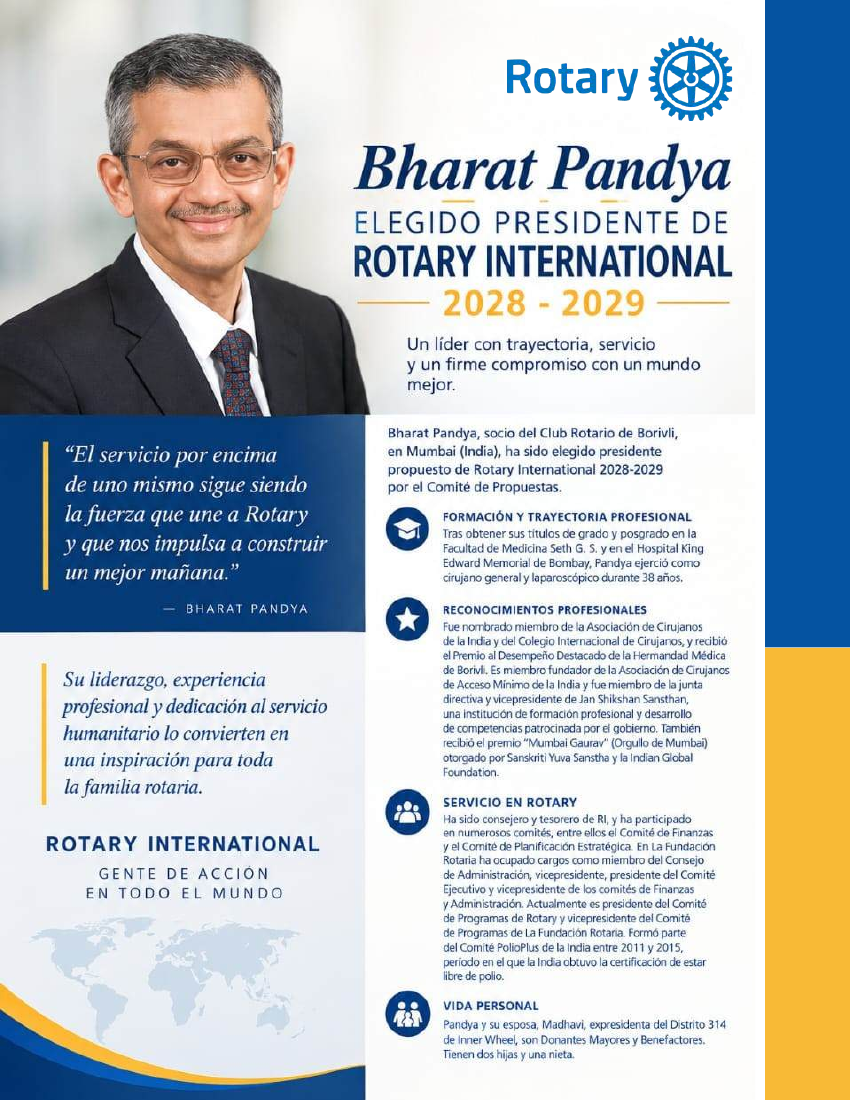 Bharat Pandya, presidente de Rotary International 2028-2029